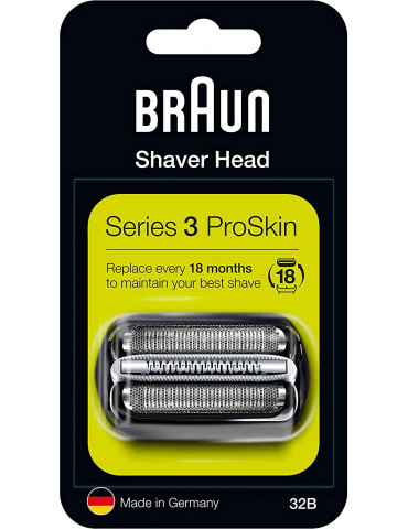 Braun Series 3 32B Testina Di Ricambio Per Rasoio Elettrico Uomo, Nero, Compatibile Con I Rasoi Series 3 ProSkin